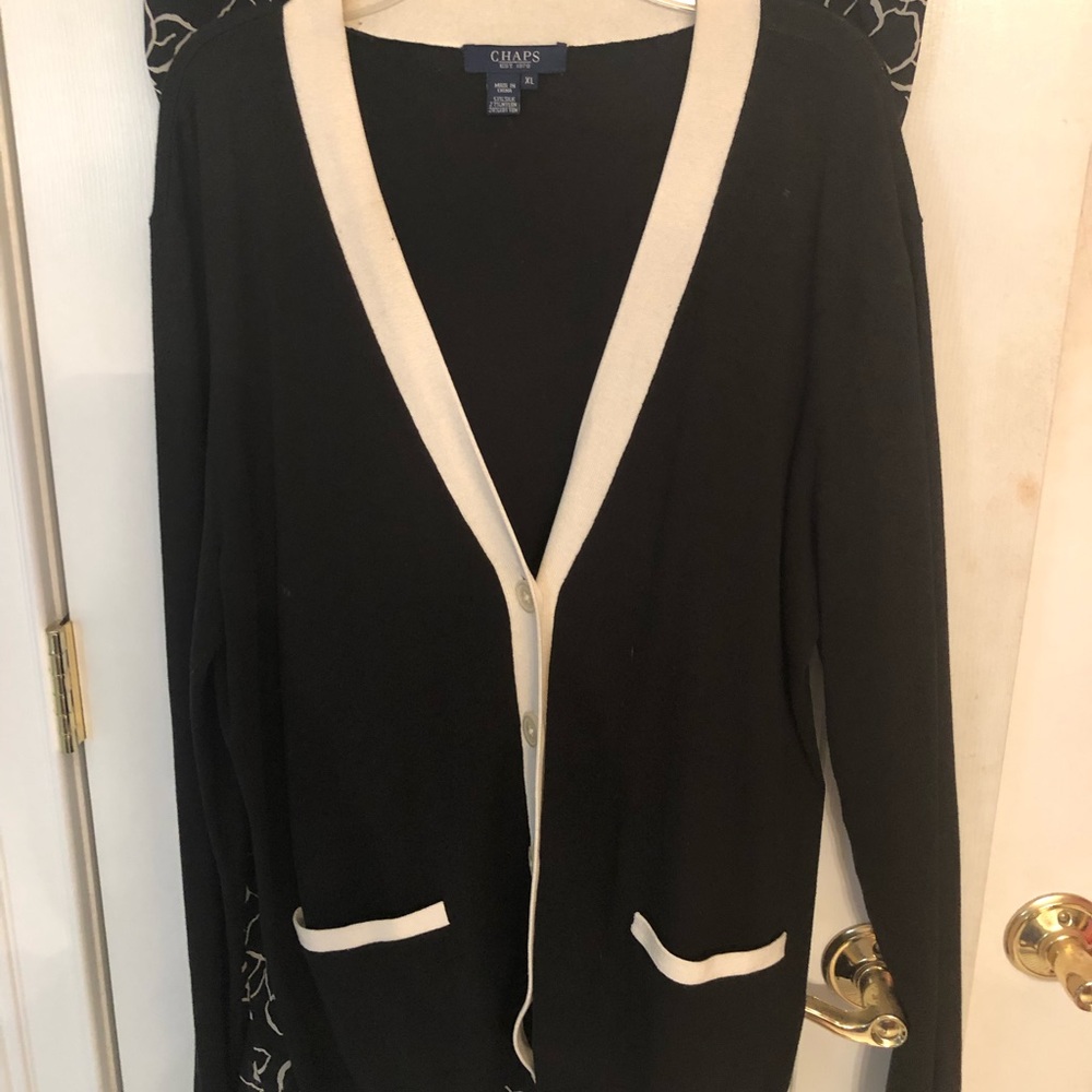 Black and cream sweater.